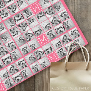 Papier Mousseline Instagram rose chaud Collage photo Monogramme pers