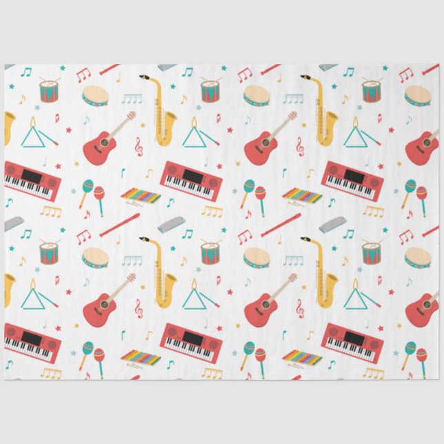 Papier Mousseline Instruments de musique Thème musical Pattern (Recto)