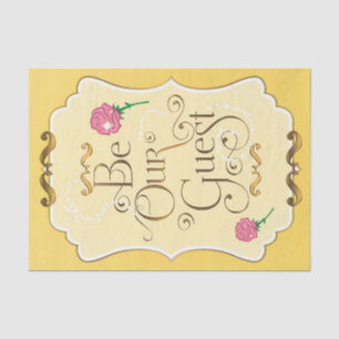 Papier Mousseline Invité Rose Pink Roses Jaune Or Princesse