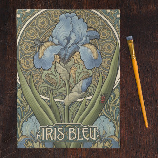 Papier Mousseline Iris Bleu de Style Français Art Nouveau Iris Bleus