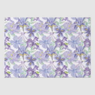 Papier Mousseline Iris Floral Aquarelle Jaune Violet