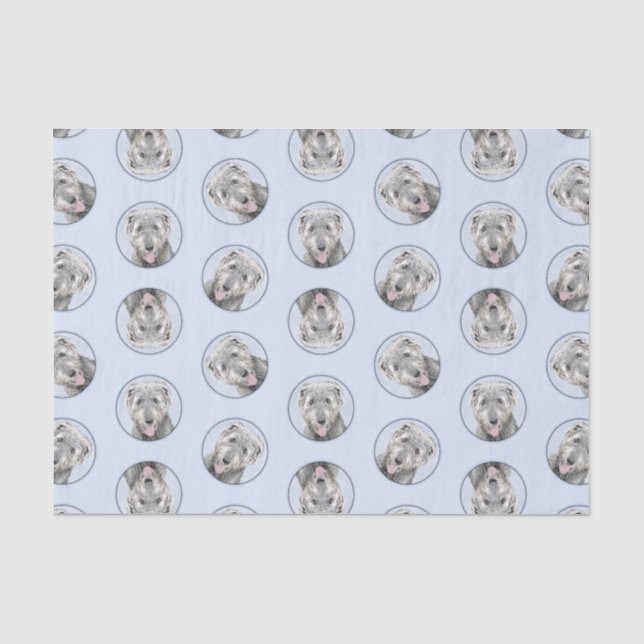 Papier Mousseline Irish Wolfhound Painting Grey Original Chien Art (Recto)