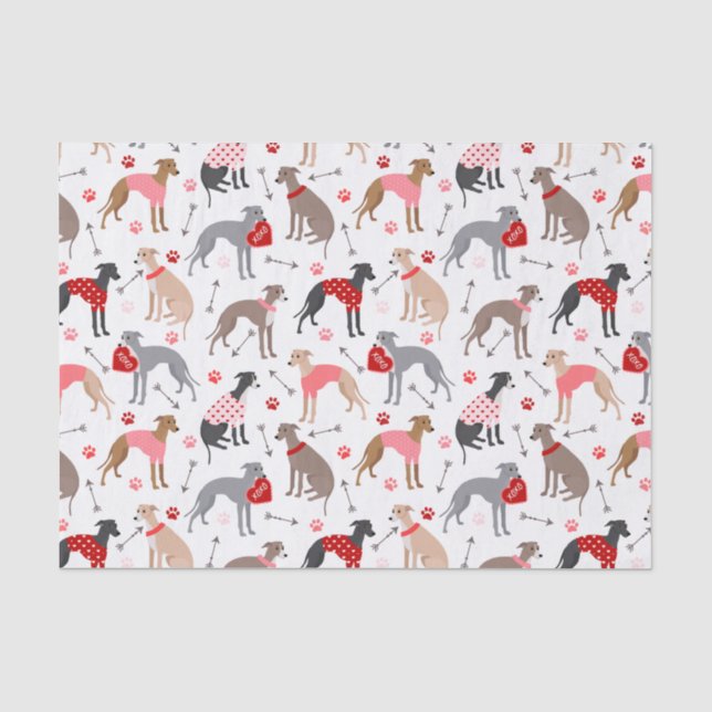 Papier Mousseline Italien Greyhound Valentine Motif Tissu papier (Recto)