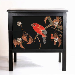 Papier Mousseline Ito Jakuchu Red Parrot sur branche d'arbre Circa 1