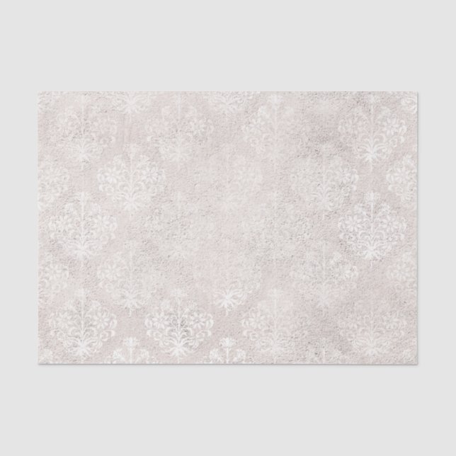 Papier Mousseline Ivory et blanc Vintage Damask (Recto)