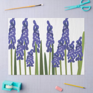 Papier Mousseline Jacinthe des vignes Fleur Florale Bleu Violet