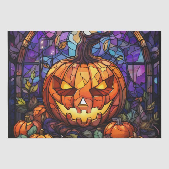Papier Mousseline Jack-o'-lanterne en verre tendu : Élégance Éffraya (Recto)