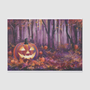 Papier Mousseline Jack-olanterne boisé, feuilles d'automne et forêt