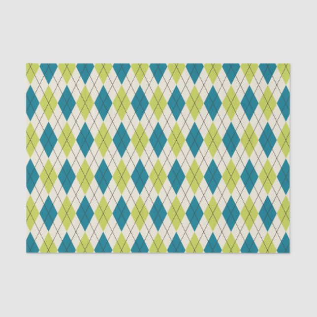 Papier Mousseline Jacquard bleu et vert (Recto)