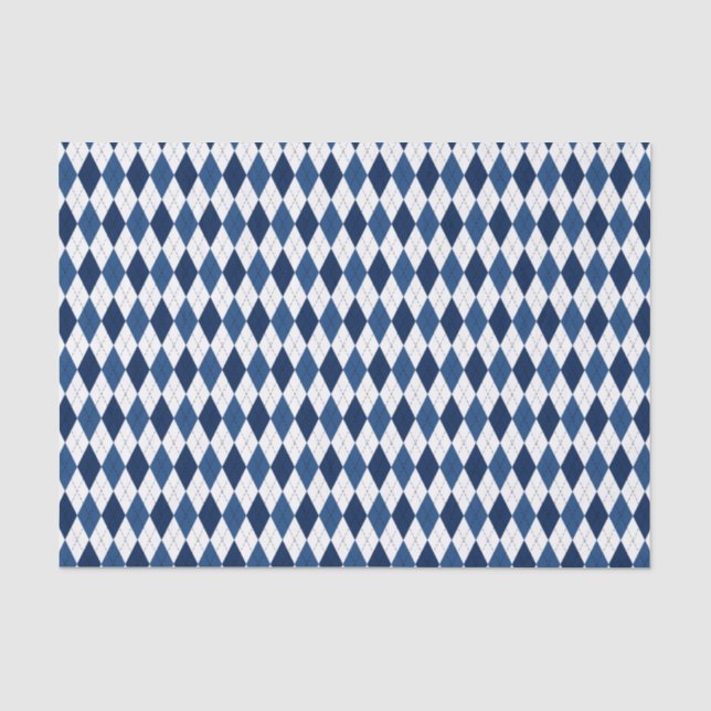 Papier Mousseline Jacquard Preppy classique bleu et blanc (Recto)