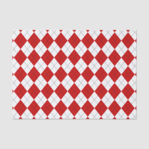 Papier Mousseline Jacquard preppy Tartan Diamond Plaid Rouge Blanc