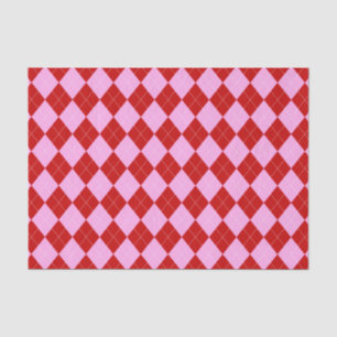 Papier Mousseline Jacquard preppy Tartan Diamond Plaid Rouge rose