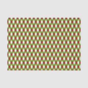 Papier Mousseline Jacquard rouge et vert de Noël Motif arlequin