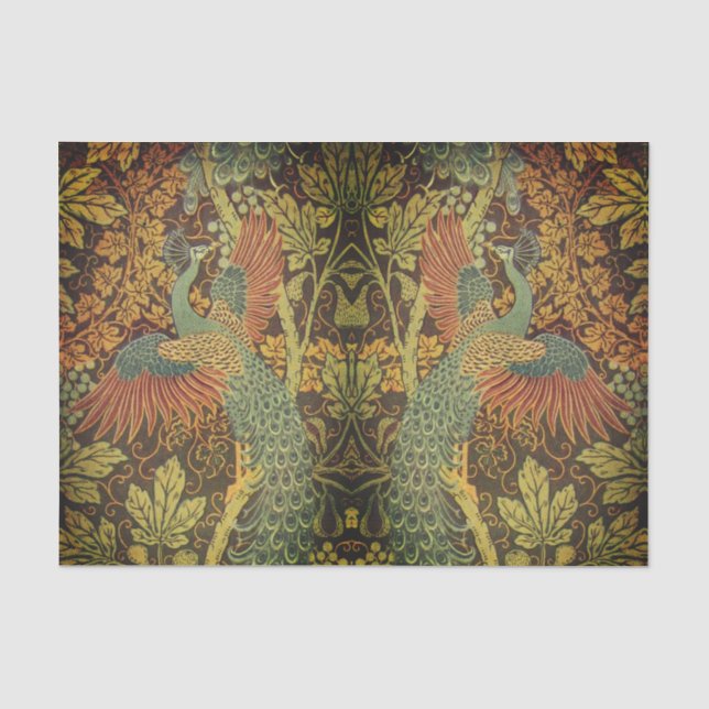 Papier Mousseline Jacquet victorien de Peacock et de Oakleaf (Recto)