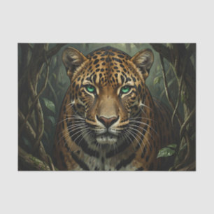 Papier Mousseline Jaguar de la jungle aux yeux verts intenses