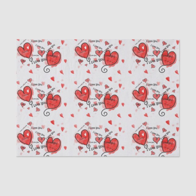 Papier Mousseline J'Aime, J'Aime, Je T'Aime (Recto)