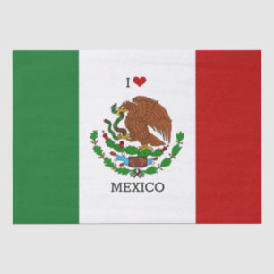 Papier Mousseline j'aime le drapeau mexique - mexicain