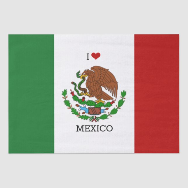 Papier Mousseline j'aime le drapeau mexique - mexicain (Recto)
