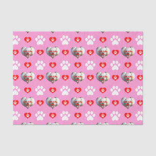 Papier Mousseline J'aime mon chien Motif photo personnalisé rose