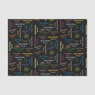 Papier Mousseline Janvier, 21 Anniversaire Tissue Paper