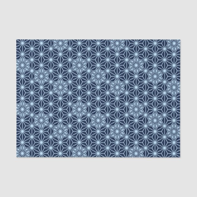 Papier Mousseline Japonais Asanoha motif - Indigo Blue (Recto)