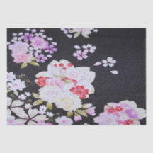 Japonais violet noir Kimono Floral Découpage