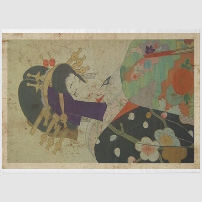Papier Mousseline Japonaise Kimono Woodblock Imprimer Style Ukiyo (Recto)