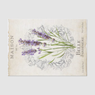 Papier Mousseline Jardin à fleurs de lavande français Parchemin Vint