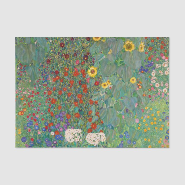 Papier Mousseline Jardin agricole avec tournesol par Gustav Klimt (Recto)