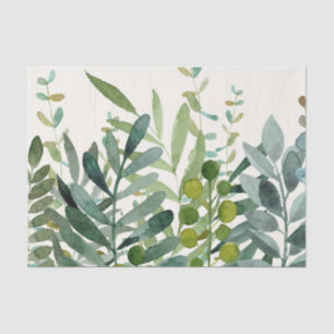 Papier Mousseline Jardin-Aquarelle Feuilles botaniques 