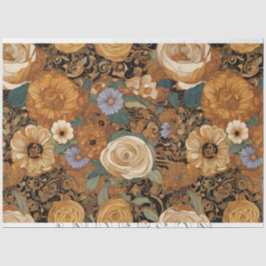 Papier Mousseline Jardin Boho d'or Floral