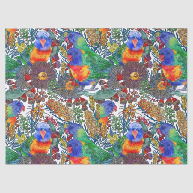 Papier Mousseline Jardin botanique Rainbow Lorikeet (Recto)