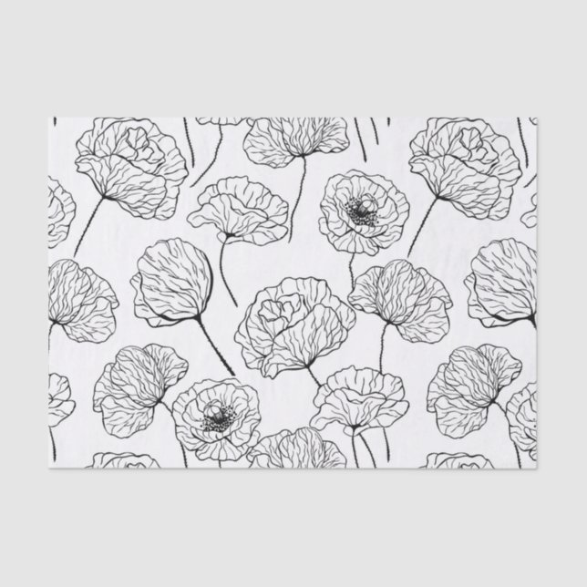 Papier Mousseline Jardin de coquelicots (Recto)