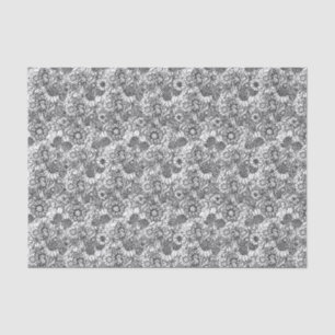 Papier Mousseline Jardin de fleurs sauvages australiennes noir et bl