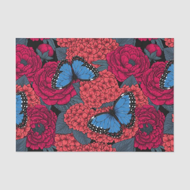 Papier Mousseline Jardin de morpho bleu (Recto)