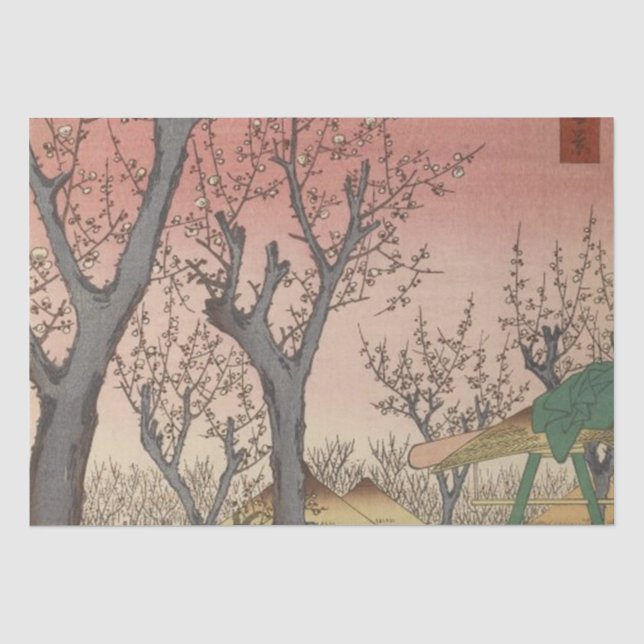 Papier Mousseline Jardin de prune fleuri d'arbre japonais (Recto)