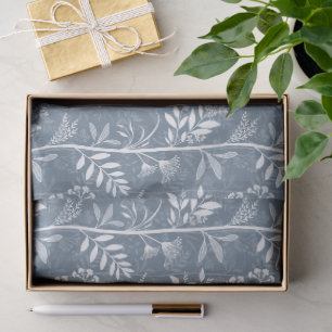 Papier Mousseline Jardin de Silhouette de Fleur Sauvage Bleu Poussié