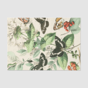 Papier Mousseline Jardin des papillons et des fleurs