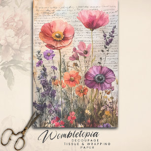 Papier Mousseline Jardin Fleur sauvage vintage sur l'ancienne page d