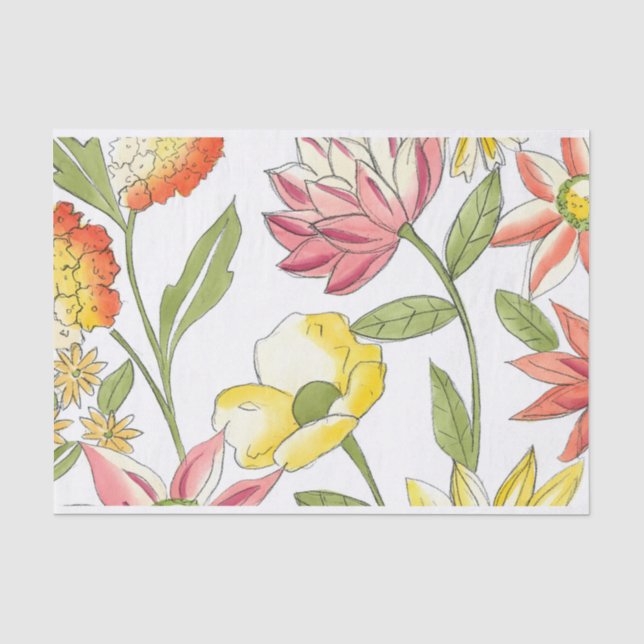 Papier Mousseline Jardin fleuri avec Arrière - plan blanc (Recto)