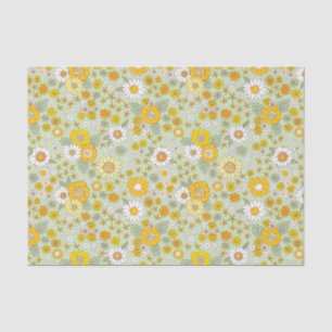 Papier Mousseline Jardin Floral Jaune Motif