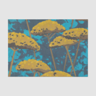 Papier Mousseline Jardin Golden Yarrow avec Arrière - plan bleu