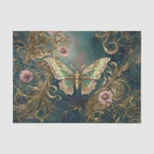 Papier Mousseline Jardin papillon doré - Jardin Art nouveau