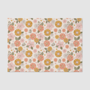 Papier Mousseline Jardin rose et orange Motif