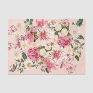 Papier Mousseline Jardin rose Lily et Peony Bouquet vertical rose