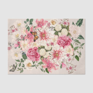 Papier Mousseline Jardin rose Lily et Peony Bouquet vertical Taupe