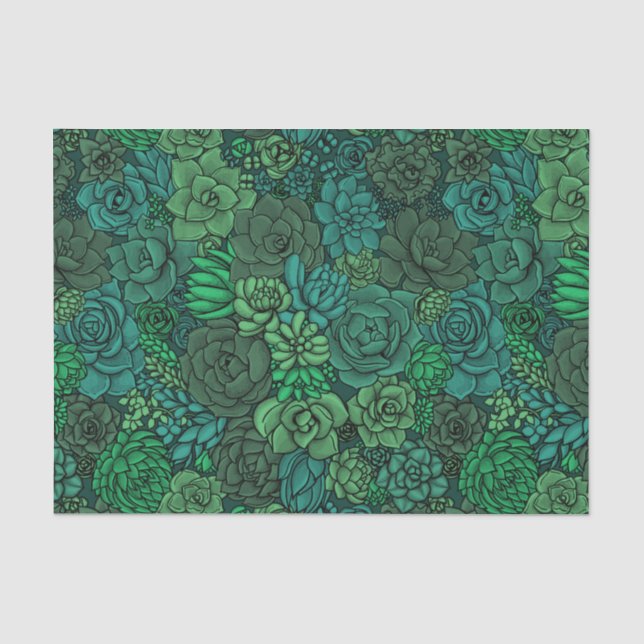 Papier Mousseline Jardin succulent en vert (Recto)