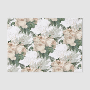 Papier Mousseline Jardin victorien Rose de Champagne blanc