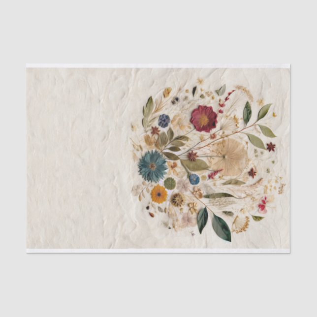 Papier Mousseline Jardin Whimsical Pressé Fleurs Mariage bohème (Recto)
