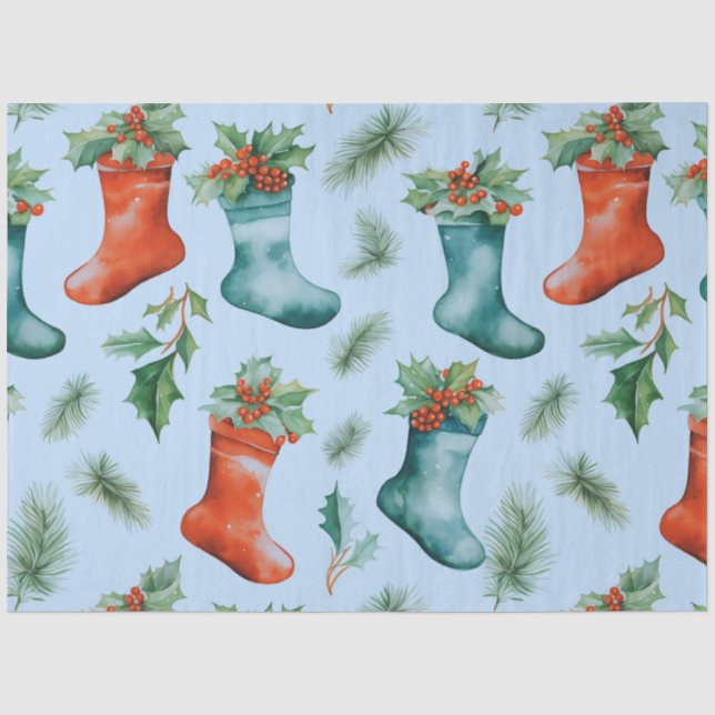 Papier Mousseline Jardins de Noël Verdure Rouge Vert Noël (Recto)